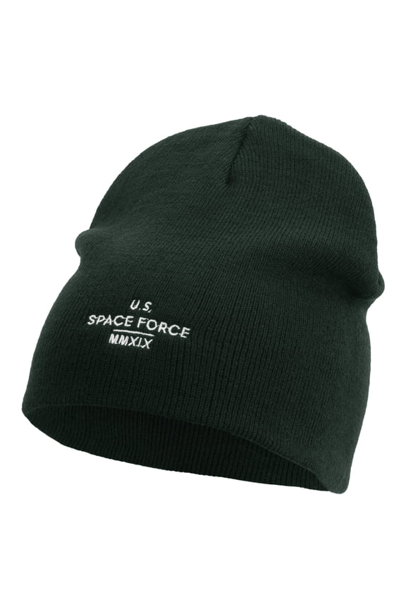 US Space Force MMXIX Embroidered 8 Inch Short Beanie - Dk Green OSFM