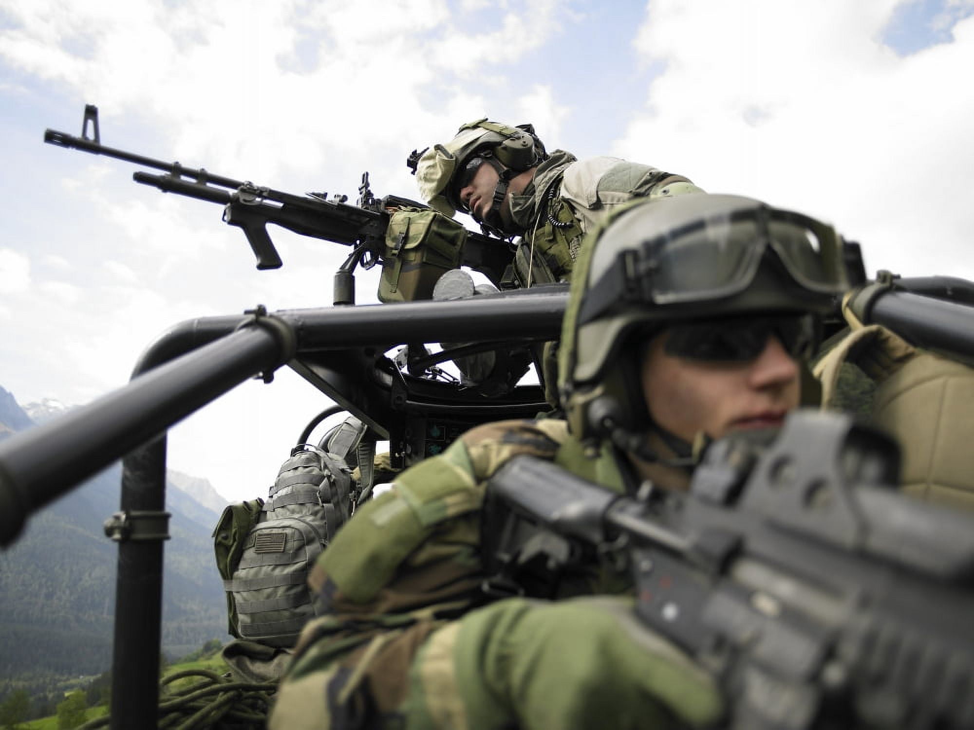 US Special Forces on patrol in a special operation vehicle Canvas Art - Tom WeberStocktrek Images (33 x 25)