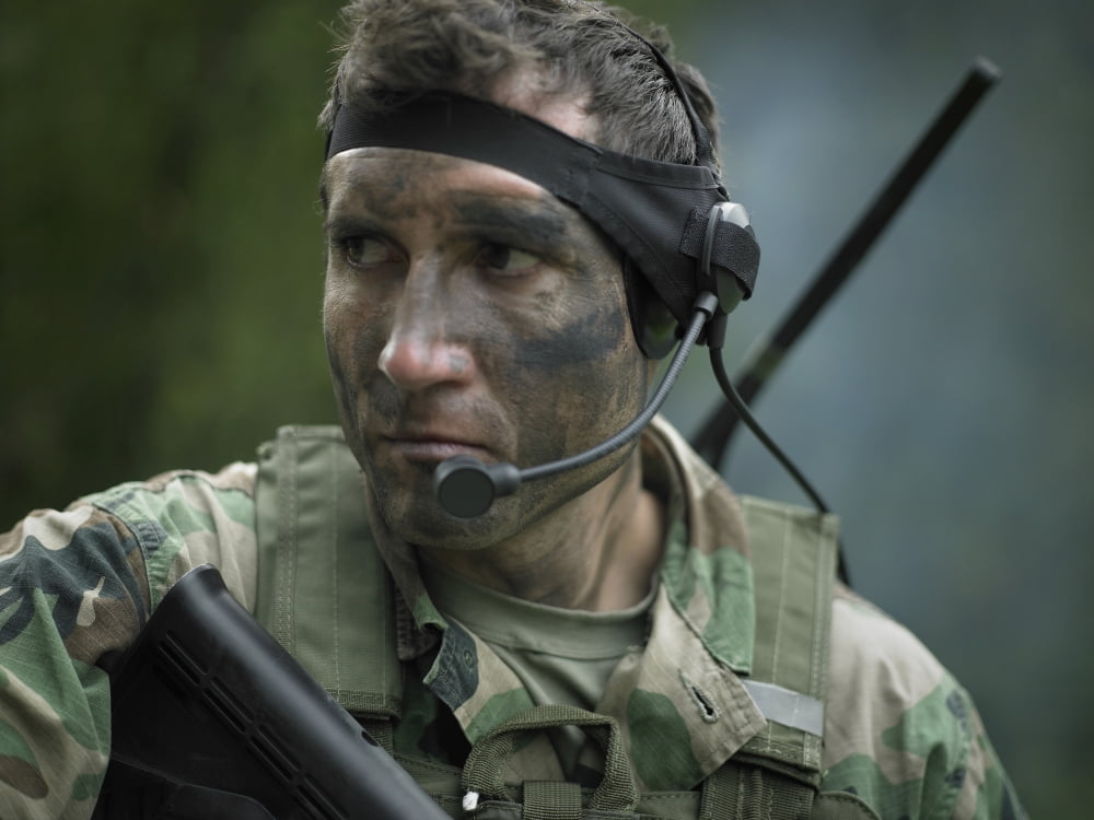 US Special Forces soldier equipped with a communications headset during combat Canvas Art - Tom WeberStocktrek Images (33 x 25)