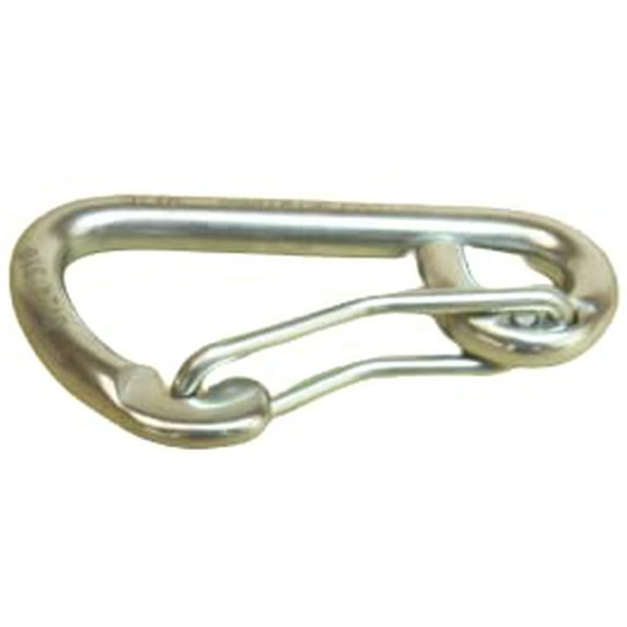US Stainless 2 Pieces Stainless Steel 316 Spring Hook Carabiner 5/16" (8mm) with Curved Gate Safety Clip Marine Grade