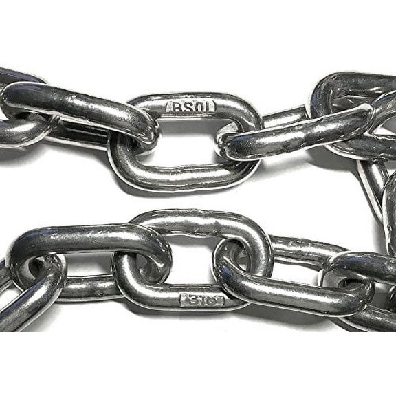 US Stainless 316 Medium Link Chain 3/8", 10mm Steel Chain 11120 lbs Working Load