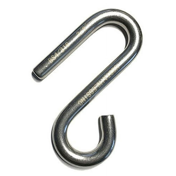 US Stainless Stainless Steel 316 S Hook Open End and Narrow End 3/8" Marine Grade Cunningham