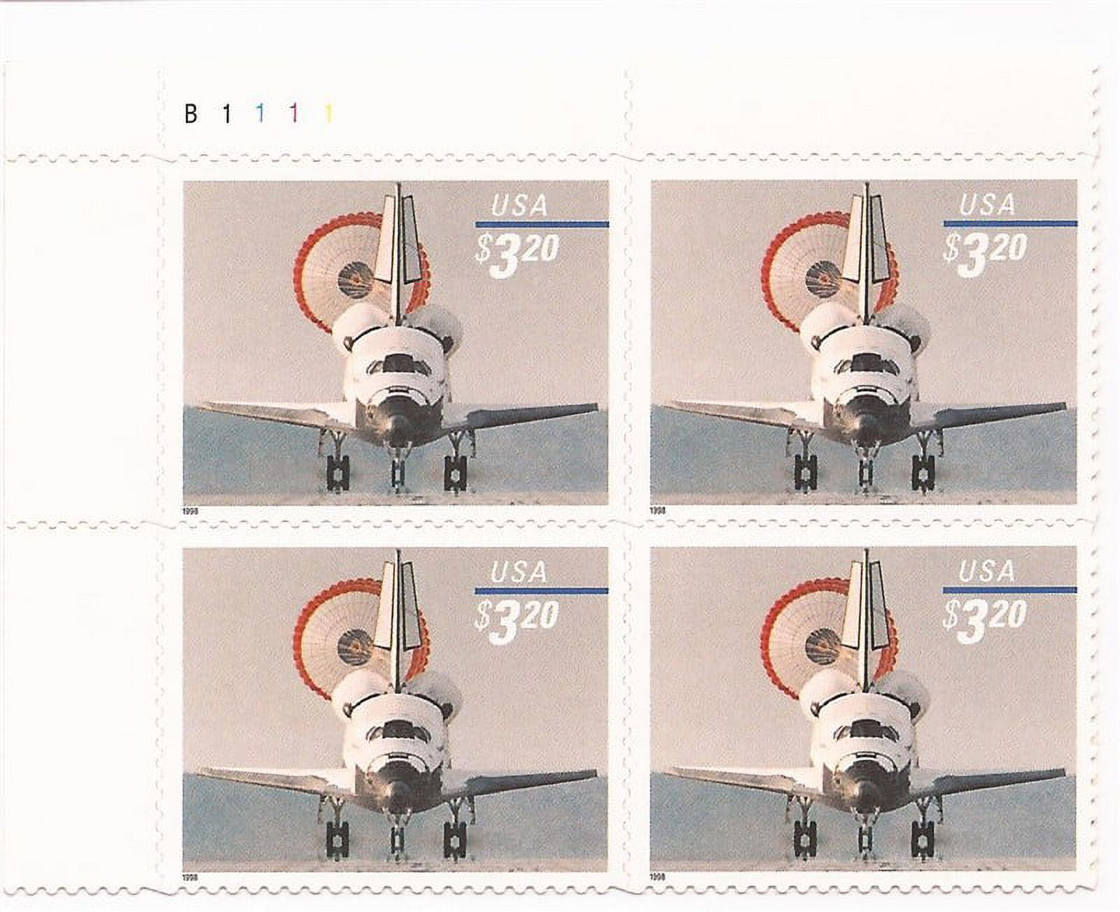 US Stamp 1998 $3.20 Space Shuttle Landing 4 Stamp Plate Block #3261 ...