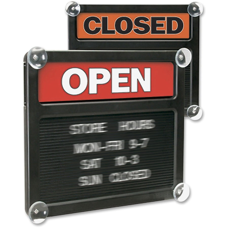 Double-Sided Open/closed Sign W/plastic Push Characters, 14 3/8 X 12 3/ ...
