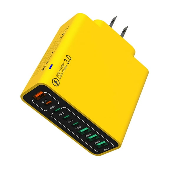 US Standard 120W 8-Port Charger - 4USB + 4Type C - QC4.0 Fast Charging - for Mobile Phones, Tablets - Compact