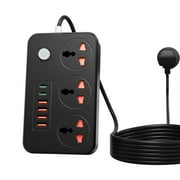 US Standard 2500W Power Strip Household Extension Board Socket with Control Buttons 3 Socket 4 USB Ports 2 Type-C Ports Plug Board