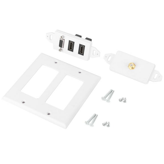 US Standard Decorative Wall Plate with F-Type Head, 2 HDMI Ports, and VGA Connection for Home Use