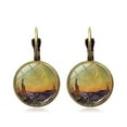 thumbnail image 1 of US Starry Night Van Gogh Sunflower Landscape Painting Glass Drop Dangle Earrings, 1 of 5
