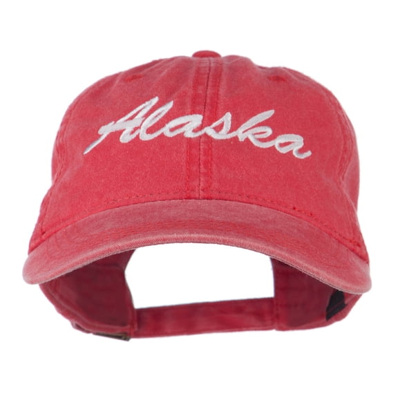US State Alaska Embroidered Washed Cap - Red OSFM