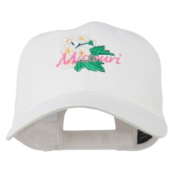 US State Missouri Hawthorn Flower Embroidered Cap - White OSFM