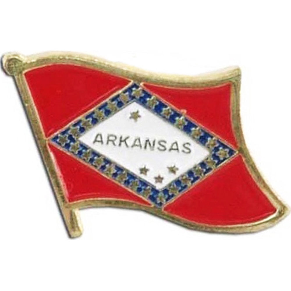Arkansas State Shaped Map Lapel Pin – 1 Inch, Metal, With State Flag Detail, Perfect For Hats, Shirts, Gifts