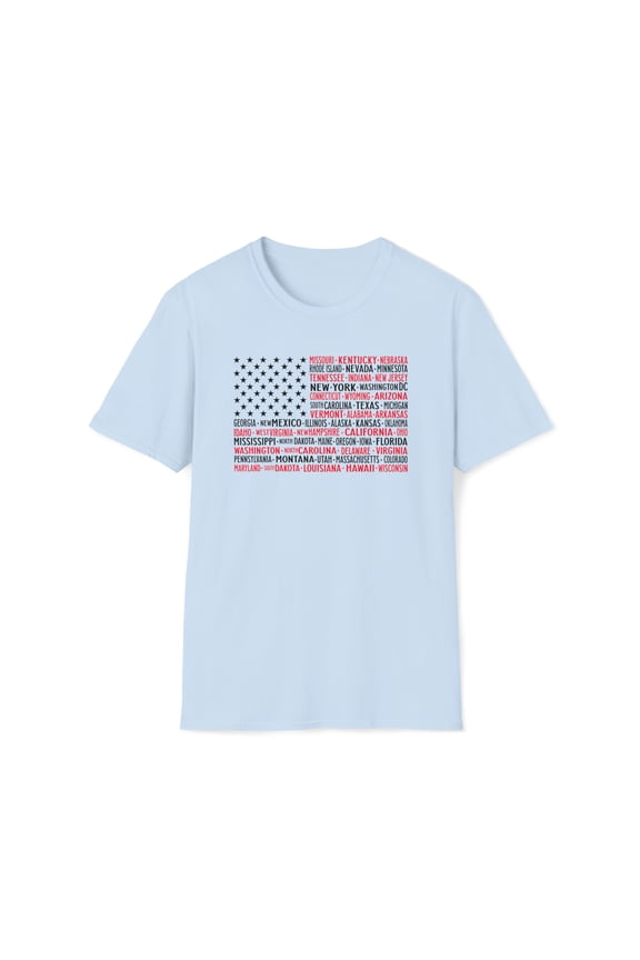 US States, Gildan Unisex Softstyle T-Shirt, 50 States Graphic Tee, S-3XL