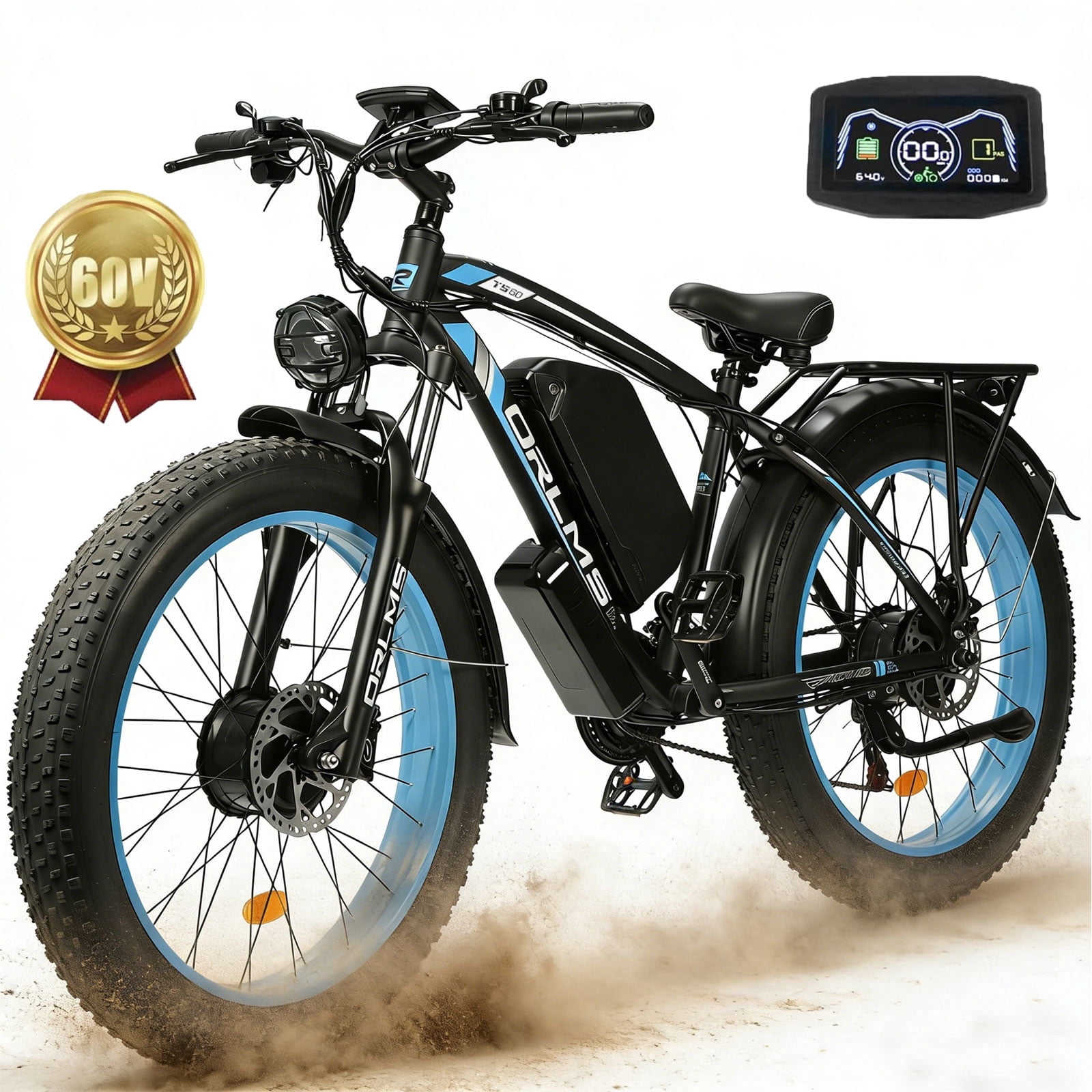 (US in Stock)Peak 6000W Dual Motor Ebike , 45-50MPH Electric Bike for Adults, 60V 25AH Battery 100Miles Range Ebike, 26Inch Fat Tire Fast Electric Bicycles for Snow Off-Road Commuter Mountain E-Bike