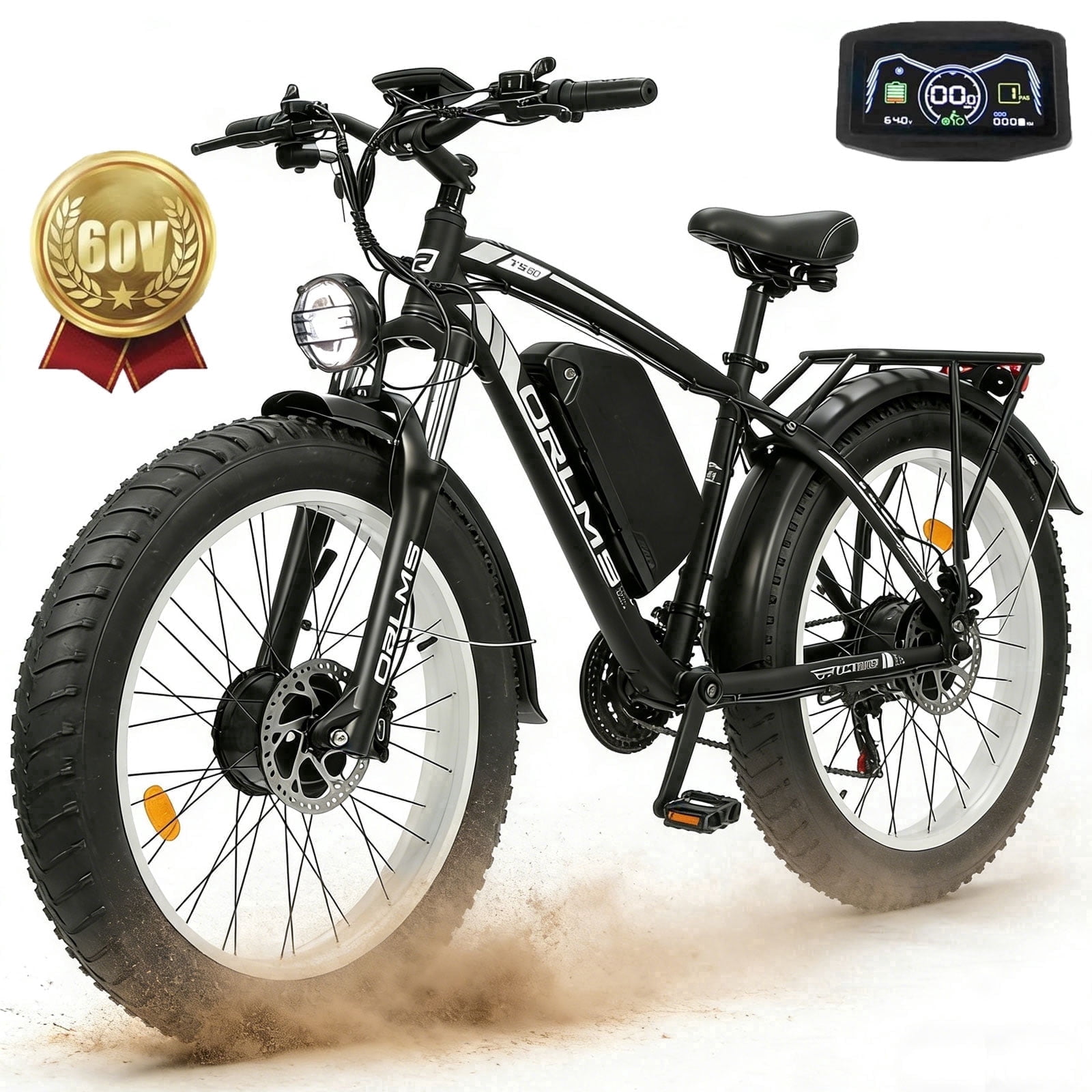 (US in Stock)Peak 6000W Dual Motor Ebike , 45-50MPH Electric Bike for Adults, 60V 25AH Battery 100Miles Range Ebike, 26Inch Fat Tire Fast Electric Bicycles for Snow Off-Road Commuter Mountain E-Bike