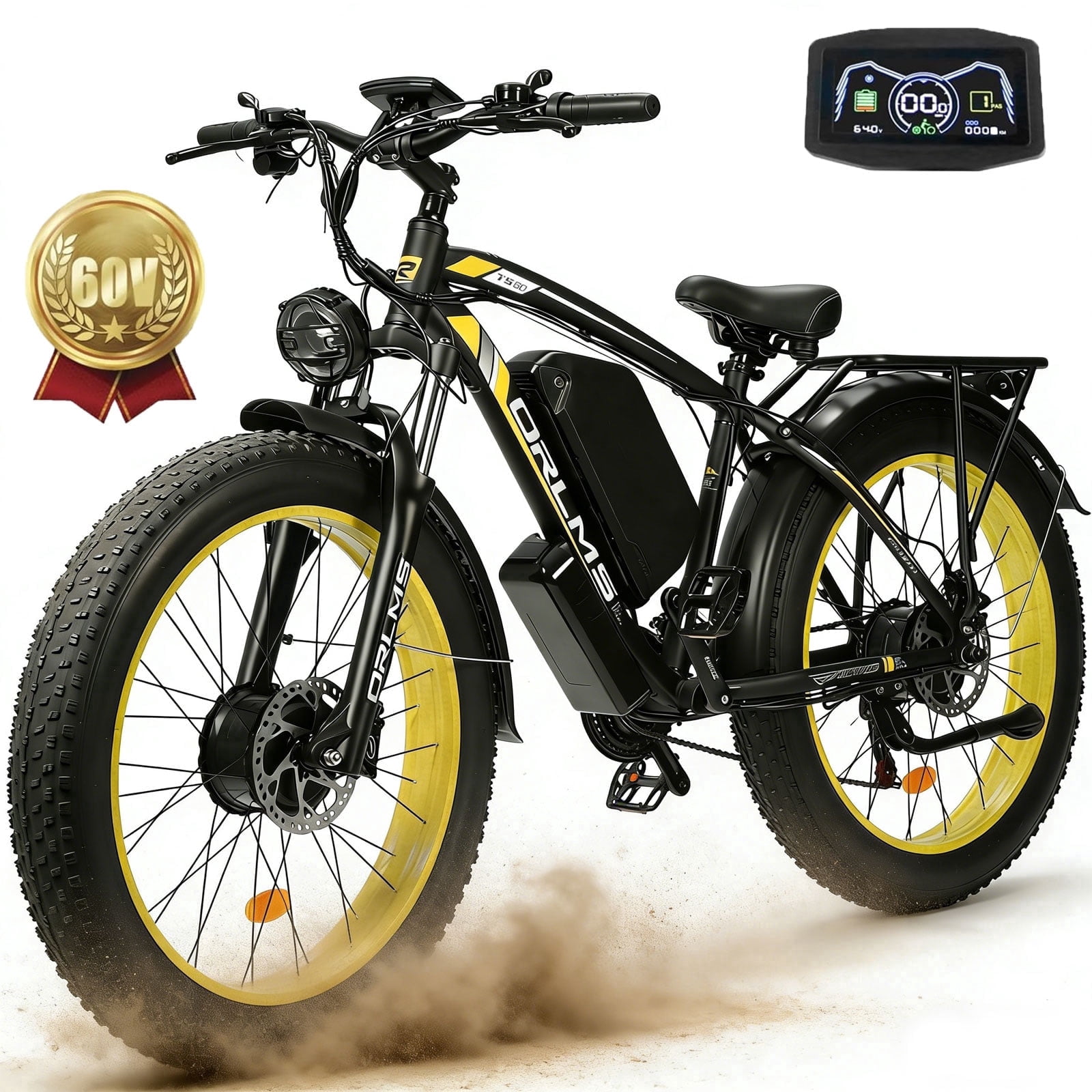 (US in Stock)Peak 6000W Dual Motor Ebike , 45-50MPH Electric Bike for Adults, 60V 25AH Battery 100Miles Range Ebike, 26Inch Fat Tire Fast Electric Bicycles for Snow Off-Road Commuter Mountain E-Bike