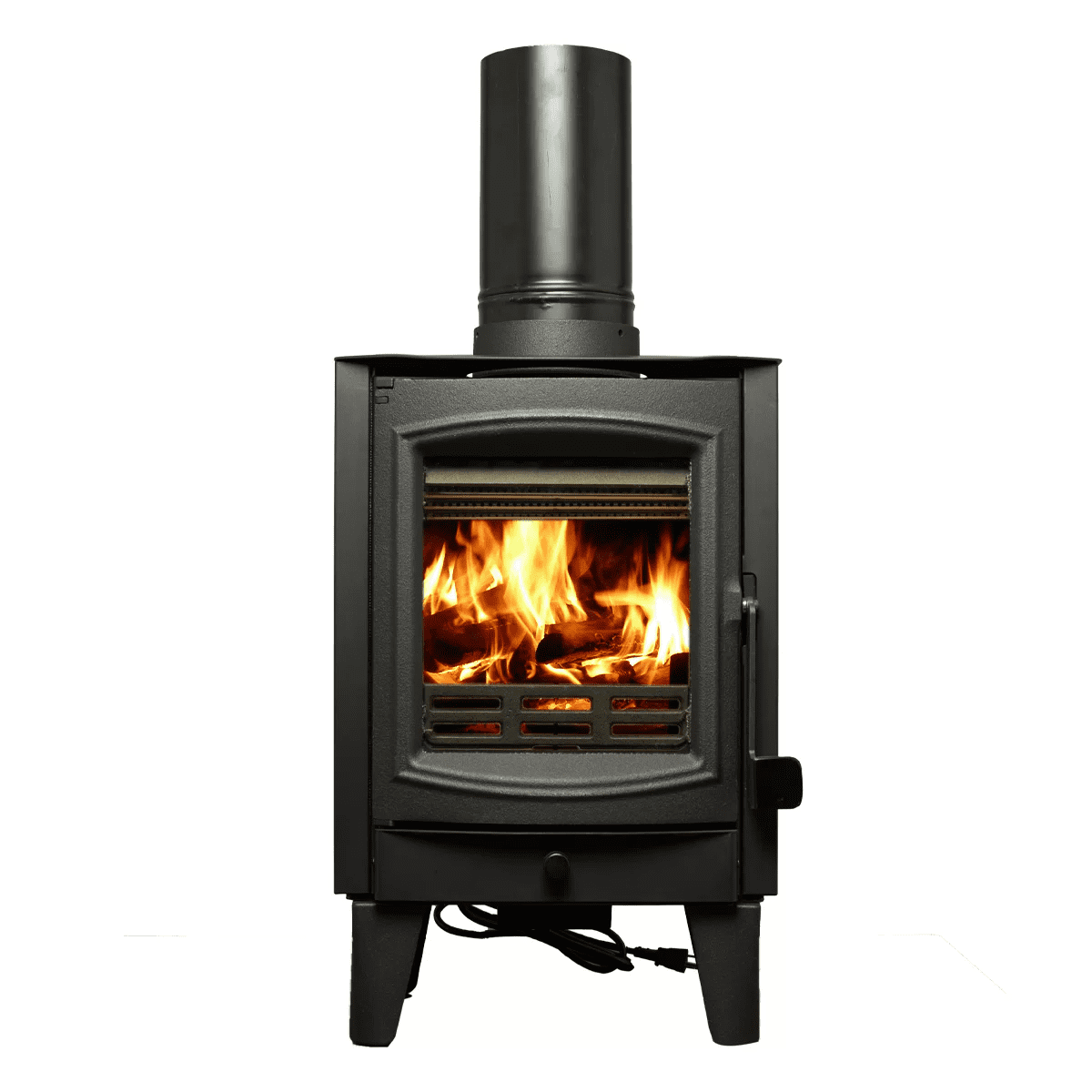 Compact Black Steel Wood Stove for Small Spaces