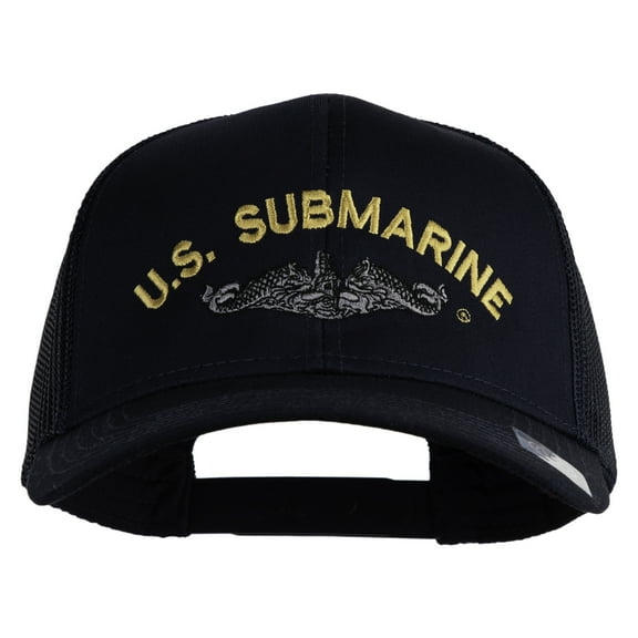 US Submarine Logo Embroidered Solid Cotton Twill Mesh Prostyle Cap - Navy OSFM
