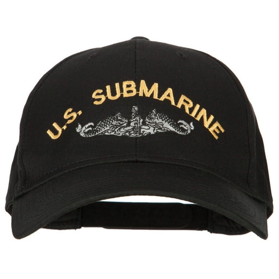 US Submarine Logo Embroidered Solid Cotton Pro Style Cap - Black OSFM