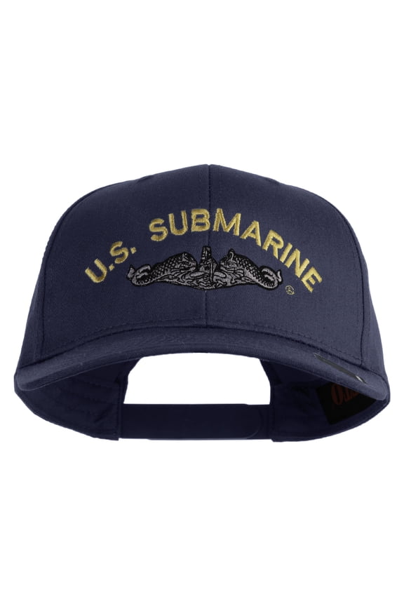 US Submarine Logo Embroidered Solid Cotton Twill Pro Style Cap - Navy OSFM