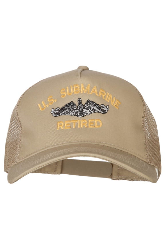 US Submarine Retired Embroidered New Big Size Trucker Mesh Cap - Khaki XL-3XL