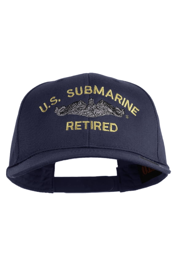 US Submarine Retired Logo Embroidered Solid Cotton Twill Pro Style Cap - Navy OSFM