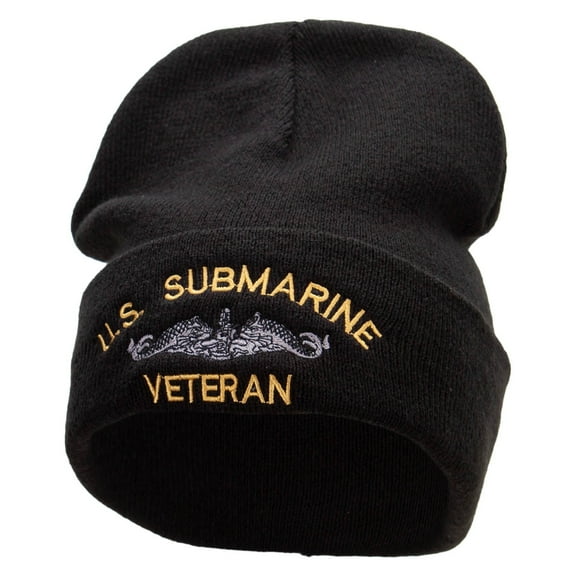 US Submarine Veteran Military Big Size Acrylic Long Beanie - Black XL-3XL