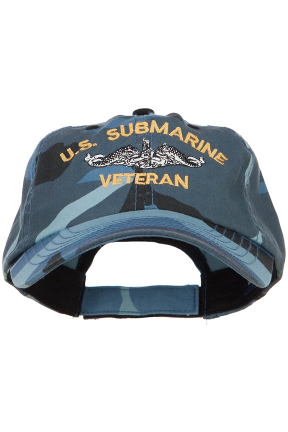 US Submarine Veteran Military Embroidered Enzyme Camo Cap - Sky OSFM