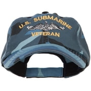 US Submarine Veteran Military Embroidered Enzyme Camo Cap - Sky OSFM
