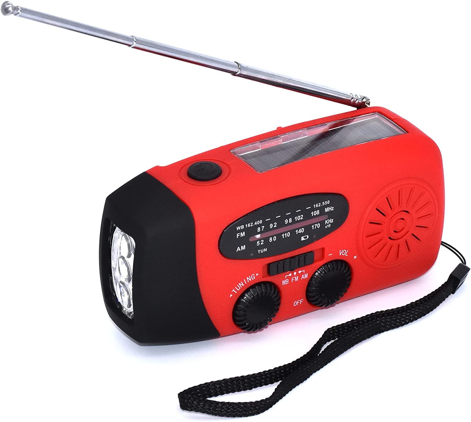 US Survival Solutions Hand Crank Radio - Flashlight for Emergency | Self Powered AM/FM | Portable Weather Radio with 2000mAh - Power Bank Cell Phone Charger, USB Rechargeable for Camping, Emergency