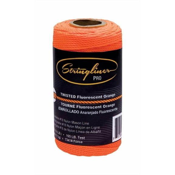US Tape 35106 Nylon Twisted Construction Line Roll- Fluorescent Orange - 270 ft.