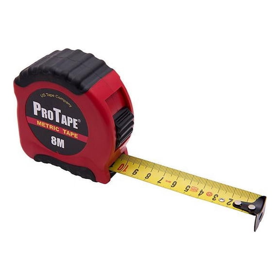 US Tape 52748 ProTape XR Series 25mm x 8m Metric only Tape; Red Case