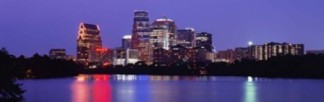 US Texas Austin skyline night Canvas Art - Panoramic Images (18 x 6)