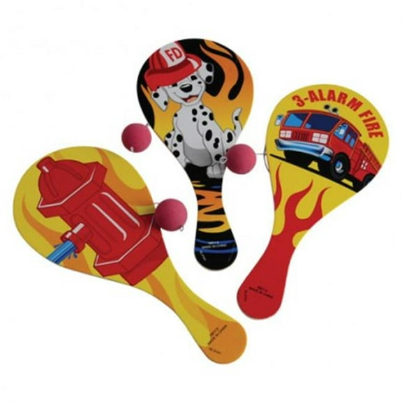 US Toy 4134X9 Firefighter Paddle Balls - 12 Per Pack - Pack of 9