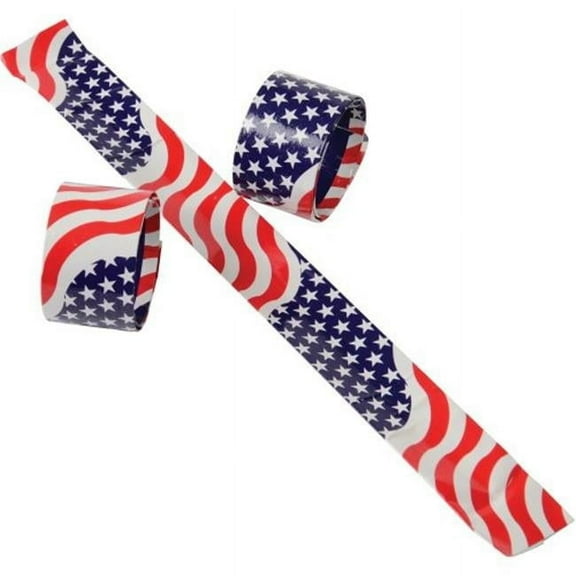 U. S. Toy Patriotic Flag Slap 4th of July 9"L Plastic/Metal Bracelets, 6 CT, Red White Blue