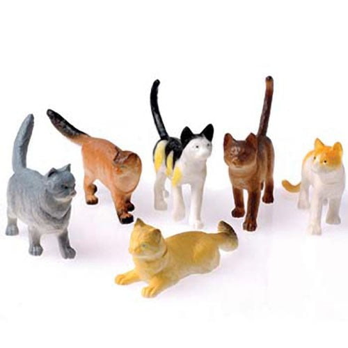 Assorted 4-Inch Plastic Toy Cat Figure Set
