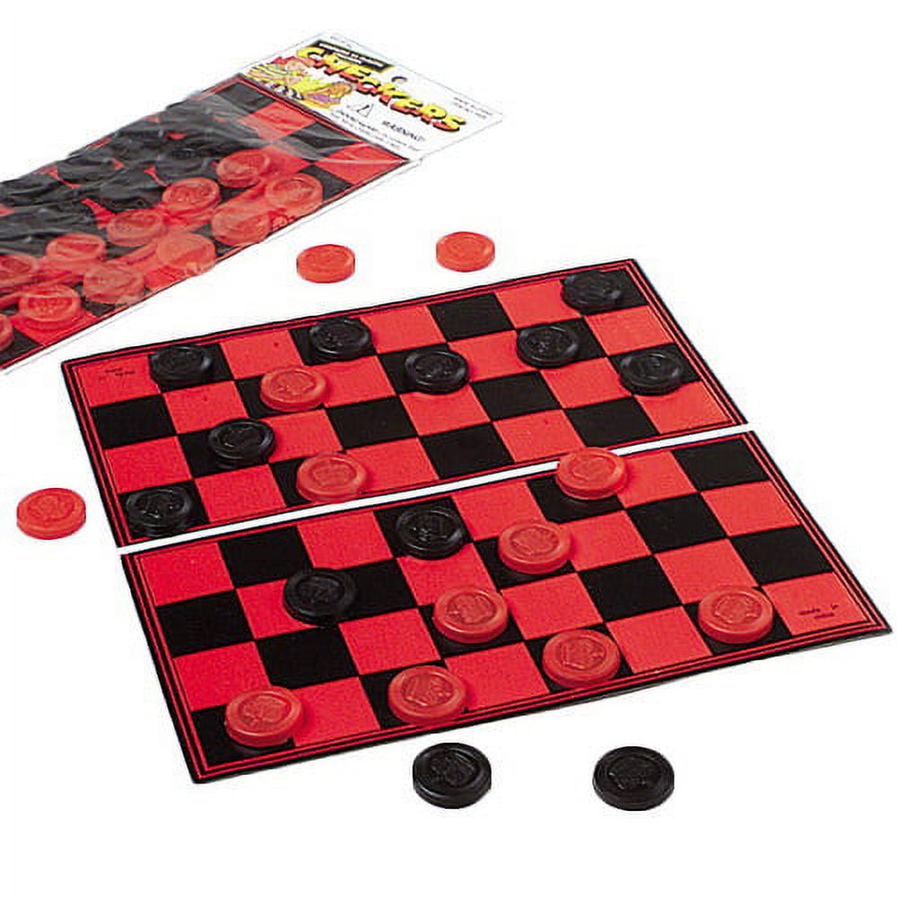 Classic Red and Black Checkers Board Game Set for Kids