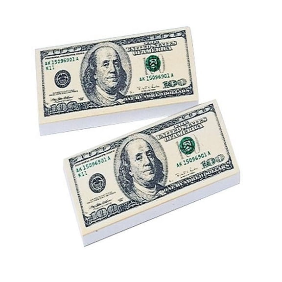 US Toy Company LM101 $100 Bill Erasers-36-Bx