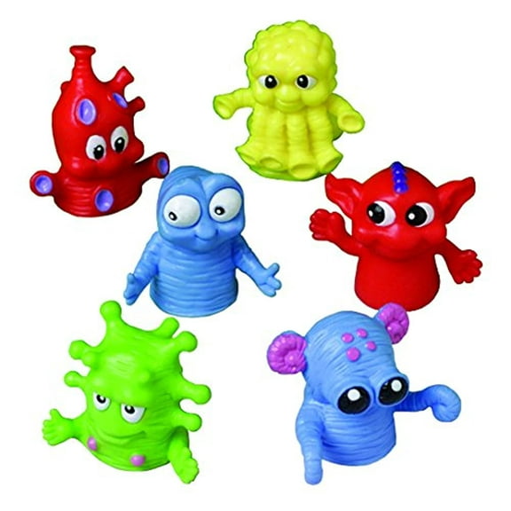 US Toy Dozen Assorted Color Monster Finger Puppets 1 5 Made of Plastic 1 Pack of 12