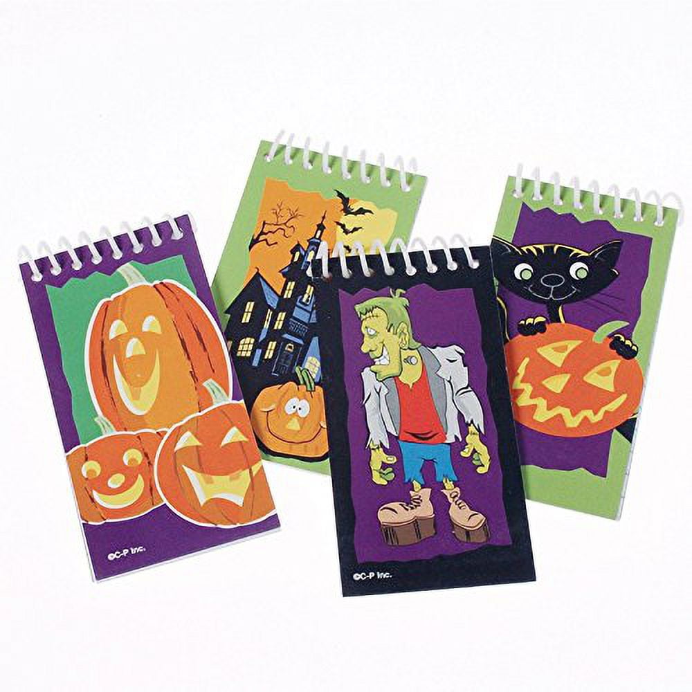 US Toy Dozen Assorted Halloween Theme Memo Spiral Mini Notepads, 15