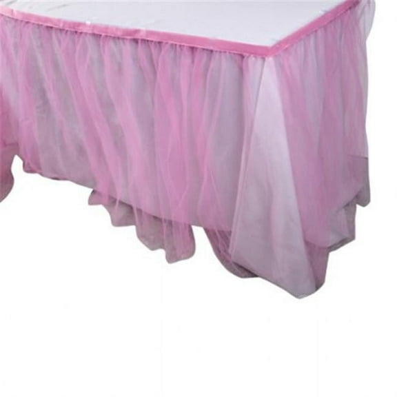 US Toy NP308X5 3" x 3" Pink Tulle Modern Table Skirts