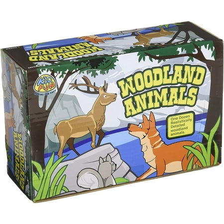 US Toy Woodland Forest Toy Animal Action Figure Set, 12 Pieces