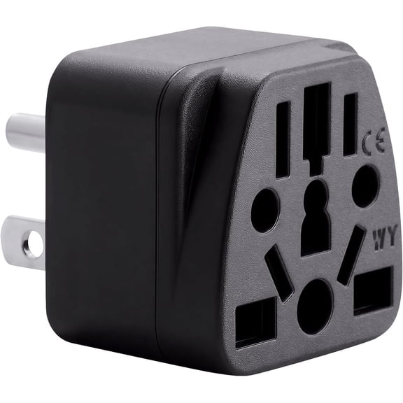 US Travel Plug Adapter, EU,AU,UK,NZ,CN to USA (Type B), Grounded 3 Prong Wall Plug, EU Adaptor Pin Converter, Power Outlet Charr (1-Pack)