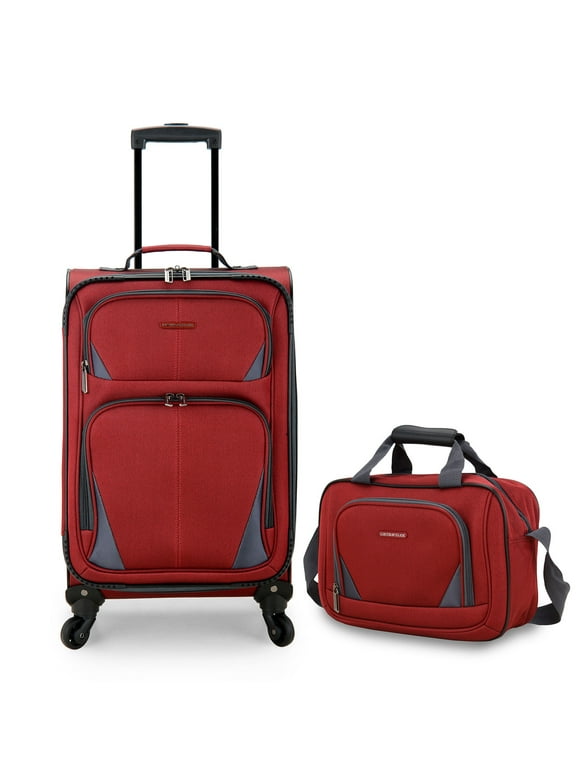 US Traveler Forza 2pc Softside Rolling Suitcase Travel Luggage Spinner Wheels 21" Carry-On Bag Red