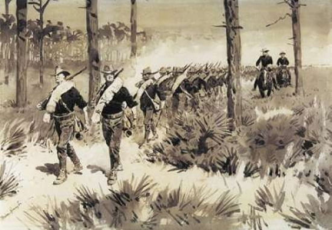 US Troops Practicing Marching In The Palmetto Canvas Art - Frederic Remington (20 x 28)