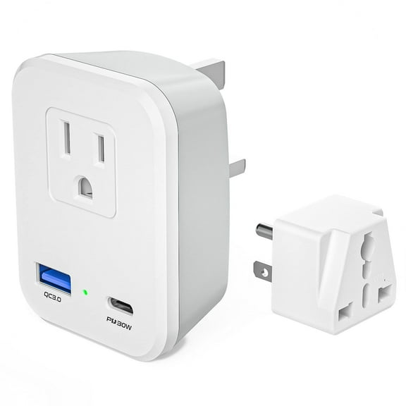 US to UK Ireland Travel Power Adapter with 1 Universal Outlet to US Travel Adapter, US to Scotland Irish UK Plug Converter with GaN USB C PD 30W for iPad Air / Pro iPhone 15 / 14 / 13 / 12 / 11 , etc