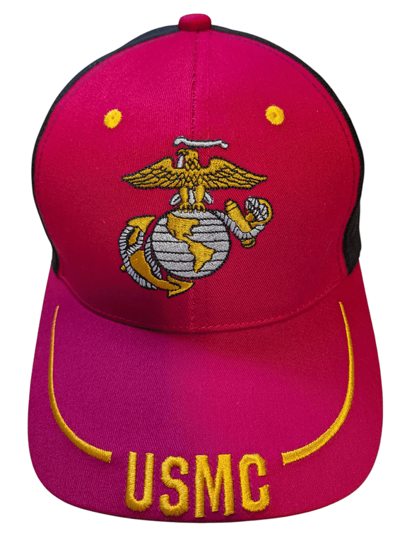 US USMC Marine Corps Logo Semper Fidelis Base Line Style Red/Black Baseball Cap