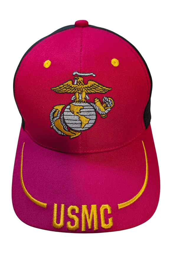 US USMC Marine Corps Logo Semper Fidelis Base Line Style Red/Black Baseball Cap
