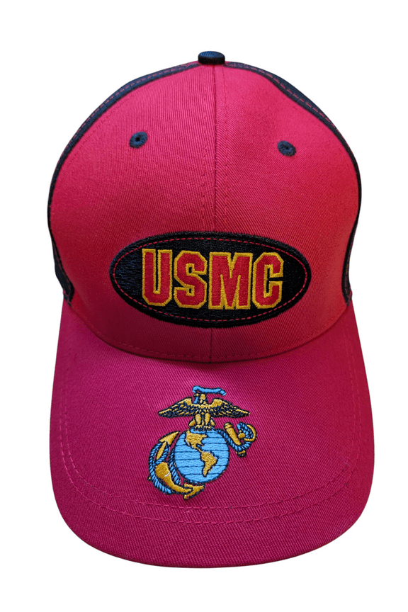 US USMC Marine Corps Logo Semper Fidelis Patch Style Red/Black Baseball Cap