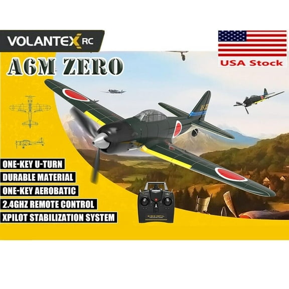 US VOLANTEX 2.4G 4CH A6M Zero Remote Control Aerobatic RTF Fighter RC Plane Toys