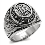 MILITARY RINGS BY ERIK RAYO US Veterans Ring for Men and Women Unisex Stainless Steel Military Patriotic Ring in Silver